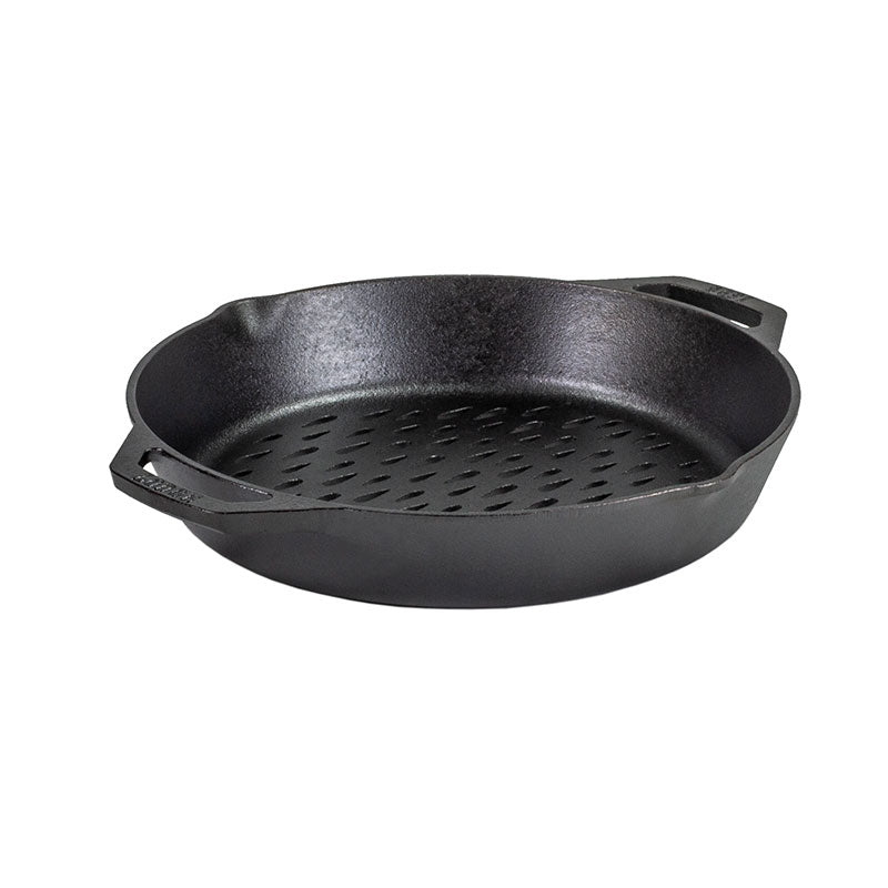 12 Inch Seasoned Cast Iron Dual Handle Grilling Basket - Lodge