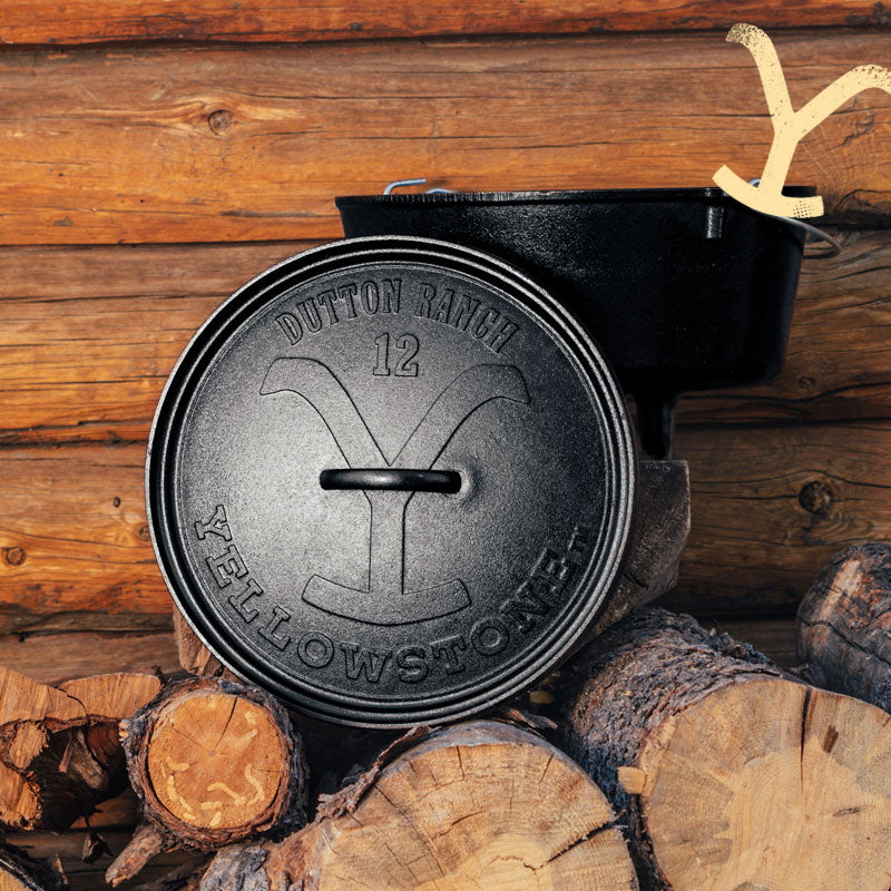 Yellowstone? 12 Inch / 8 Quart Seasoned Cast Iron Deep Camp Dutch Oven - Lodge