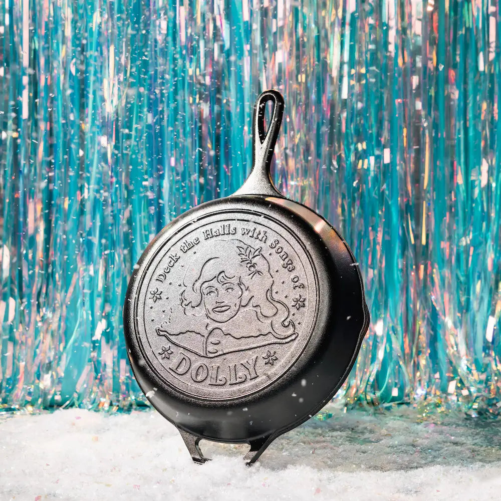 10.25 Inch Dolly Parton Skillet. Deck The Halls - Lodge