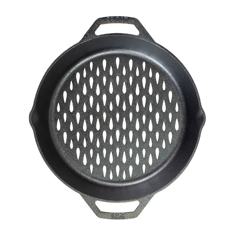 12 Inch Seasoned Cast Iron Dual Handle Grilling Basket - Lodge